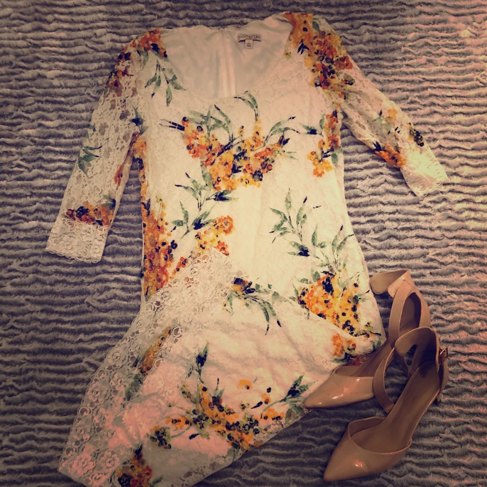 Eva Mendes Floral Lace Sheath Dress